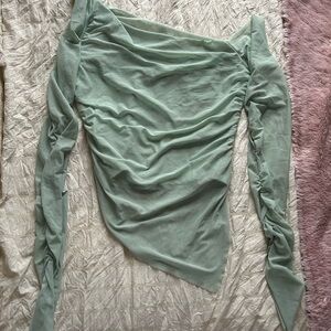 SHEIN Light Green Long Sleeve Blouse